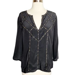 BCBGMaxAzria Studded Silk Blouse S
